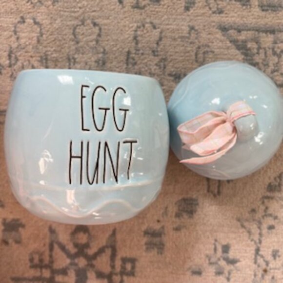New Rae Dunn Mini Egg Shaped Baby Blue EGG HUNT Canister - Picture 6 of 8